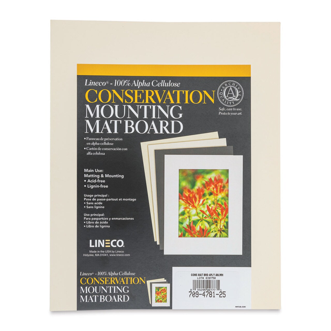 Lineco Conservation Matboard - Aged White, 4 ply, Pkg of 25, 8" x 10"